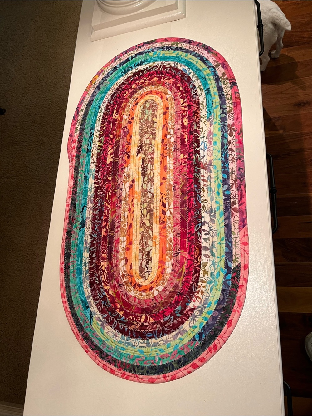 Hand Crafted Handmade Oval Multi-Color Braided Table Runner/Rug